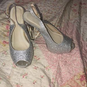 silver platform heels